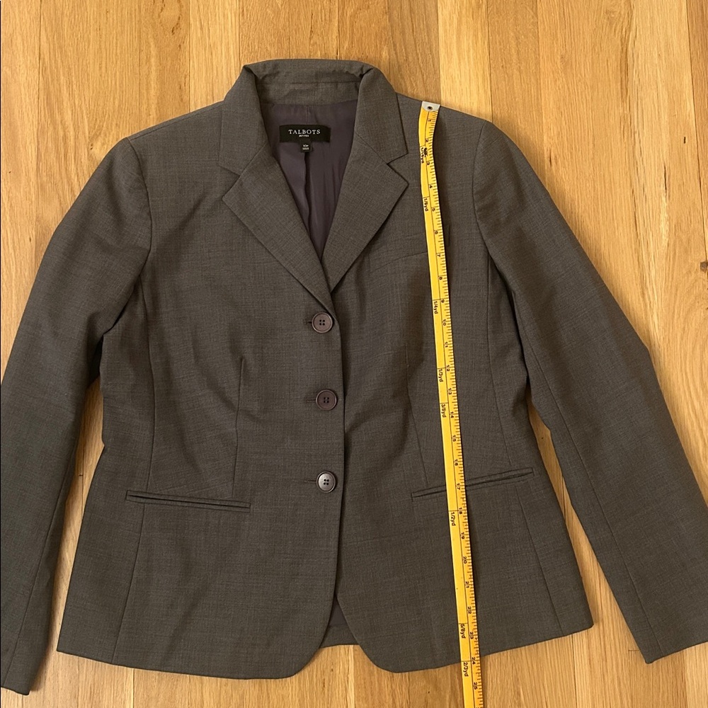 Talbots Wool Blend Three Button Lined Gray Blazer… - image 6